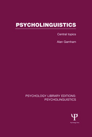 Psycholinguistics (PLE: Psycholinguistics): Central Topics book cover