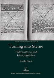 Turning into Sterne: Viktor Shklovskii and Literary Reception book cover