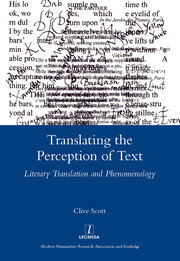 Translating the Perception of Text: Literary Translation and Phenomenology book cover